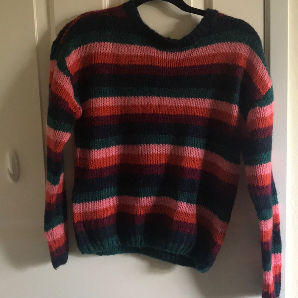 striped crew neck sweater